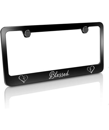 CHLSD Bling Blessed Cross & Heart Christian License Plate Frame - 2 Pack, Black Metal - Buy Online on GoSupps.com
