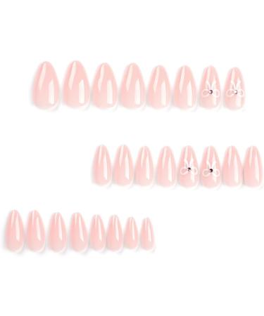 SINLOV Arch False Nails Almond Medium Long Pink False Nail French Shiny Full Cover Nails Press On False Nails for Women Girls - Buy Online on GoSupps.com