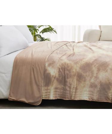 Guohaoi Cooling Blanket (90"x90"Queen Size) for Hot Sleepers and Night Sweats Decortive Tie Dye Arc-Chill Q-Max 0.5 Cool Fiber Ultra Cold Breathable Comfortable Keep Cool Hypo-Allergenic All-Season Beige Watercolor 90" 90"