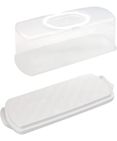 13-inch Portable Plastic Rectangular Bread Box - Translucent Cake Container for Buns, Rolls, Cakes, Bagels - White - Buy Online on GoSupps.com