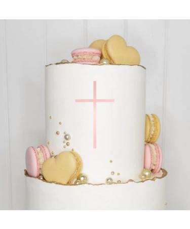 Cake topper (cross) Charm acrylic/wood baptism communion confirmation confirmation cake plug cake cake plug decoration caketopper (3 pieces rose gold) rose gold 3 pieces