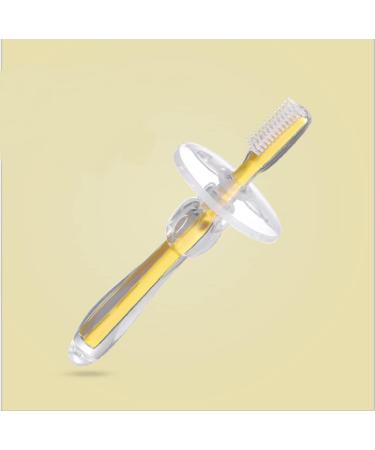 Infant Training Silicone Soft Toothbrush 0-2 Years with Baffle | BPA-Free Teeth Care | Stand Sucker Brush (Yellow) - Buy Online on GoSupps.com