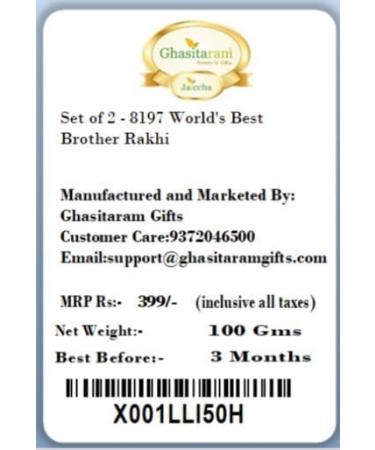 Ghasitaram Gifts Rakhis Online - Kids Rakhi - Set of 2-8197 World's Best Brother Rakhi - Buy Online on GoSupps.com