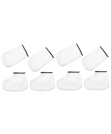 minkissy 4 Pairs Hand and Foot Mask Paraffin Wax Foot Liners Remover Paraffin Wax Foot Bags Moisturizing Wax Bag Feets Spa Boots White Bath Bag Thicken Knitted Fabric