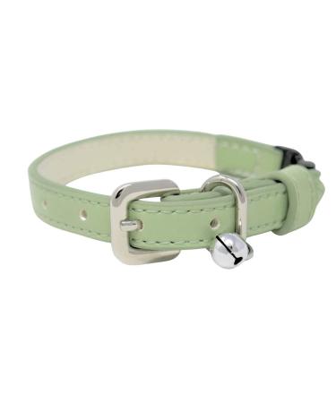 Animal Outfitters UK Purrfect Pastel Collection Faux Leather | Breakaway | Adjustable | Cat Collar | Kitten Collar (Mint Silver Bell) Cat collar with bell | Quick Release | Green Mint One Size
