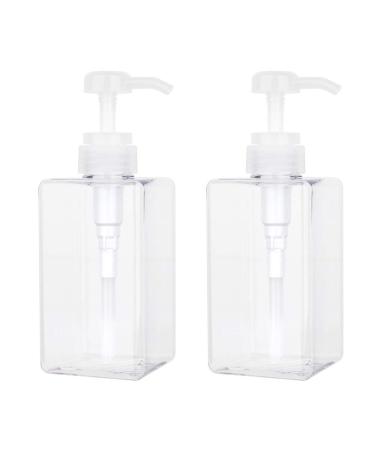 Pump Bottle, 15oz/450ml Refillable Plastic Empty Lotion Soap Dispenser Liquid Container for Shampoo or Body Wash, 2 Pack Clear 15oz/450ml Clear
