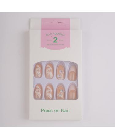 Xerling Press on Nails - 3D Gold Butterfly Heart Bow-knot Glitter | 24Pcs Coffin Tip False Nails for Women & Girls - Trendy Transparent Designs - Buy Online on GoSupps.com