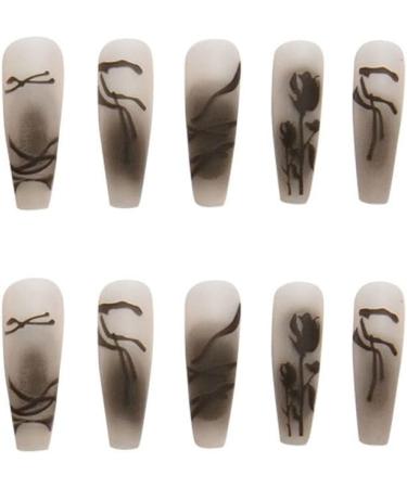 Press on Nails 3 Sets Black Rose Fake Nail Matte Long Artificail Nails Removable Nail Stickers Ballerina for Women Girls (Color : Dark Flowers) (Color : Dark Flowers) (Dark Flowers) Black rose - Buy Online on GoSupps.com