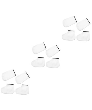 minkissy 6 Pairs Hand and Foot Mask Paraffin Wax Bath Gloves Wax Liner for Hands Wax Socks Wax Tools Foot Covers Manicure Gloves Foot Spa Covers Thicken Sock Cover Knitted Fabric White