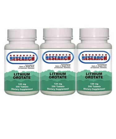 NCI Advanced Research Dr. Hans Nieper Lithium Orotate Tablets 120 mg 3Pack (200 Count Each)