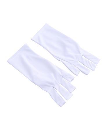HAPINARY Gel Manicure Gloves 1 Pair Chinese Wooden Pillow Manicure Gloves Anti Uv Glove Silicone Ear Display Uv Shield Glove Half-Finger Gloves Cotton Glove Nail White Short Manicure Glove