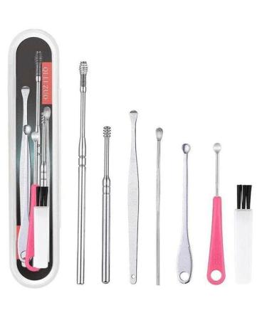 7pcs/Set Earpick Wax Pickers Steel Earpick Wax Remover Pick Ear Clean Care Cleaner Tool Spoon Curette Ear Cleaner Ear C0N4 - (Color: as photo)