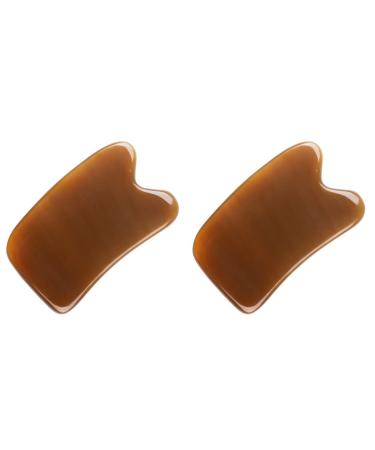 FRCOLOR 2 Pcs Body Gua Sha Tablets for Back and Limbs Guasha Board Acupuncture Board Body Gua Sha Board Scraping Board Gua Sha Massage Tools Scraping Massage Tool Yak Horn Whole 10x6cmx2pcs Brown Bx2pcs