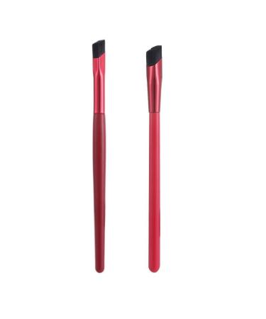 2 Pieces Multifunction Red Eyebrow Brush Eyeliner Makeup Brush Square Ultra Thin Eye Brow Angled Eyebrow Hairline Brush(Red)