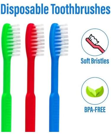 144 Individually Wrapped Disposable Toothbrushes - Soft Bristles, Fun Colors - Ideal for Travel, Hotels - 144 Pack - Buy Online on GoSupps.com
