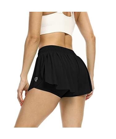 Flowy Skirts for Women Gym Athletic Shorts Workout Running Tennis Skater Golf Cute Skort High Waisted Pleated Mini Outfits Small Black