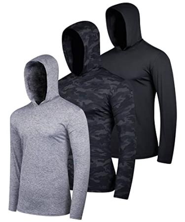 Real Essentials 3 Pack: Men's Dry Fit Moisture Wicking Long Sleeve Active Athletic Hoodie Pullover Sweatshirt (Big & Tall) Standard X-Large Set 5