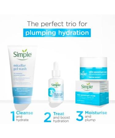Simple Water Boost Skin Quench Gel Face Cream 50 ml & Simple 3% Hyaluronic Acid + B5* Booster Serum Serum 30 ml - Buy Online on GoSupps.com