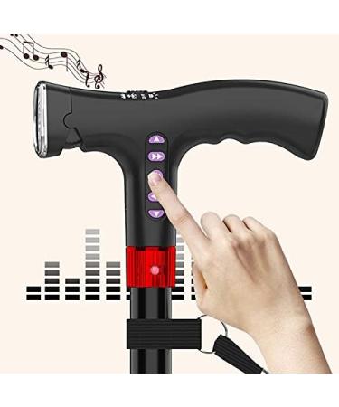 Folding Crutch Smart Walking Sticks for The Elderly Black Multifunctional Portable Lightweight Crutch with Alarm Function Safehappy - Buy Online on GoSupps.com