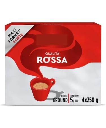Qualita Rossa Lot de 4 caf s moulus de 250 g | Torr faction italienne riche et audacieuse | Halal | M lange moyen-fonc | Compatible avec expresso et filtre | NAEM