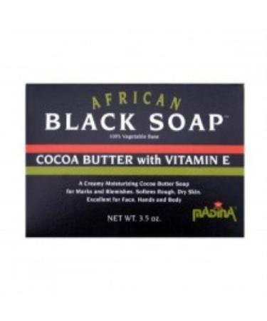 Madina Madina African Black Soap Cocoa Butter with Vitamin E  3.5 Ounce