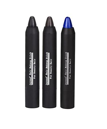 Professional Hair Chalk Temporary Hair Dye Non-toxic Hair Color Crayon Cover White Hair Color Patch (3packs-black-dark Brown-Blue)