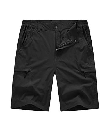 BASUDAM Men's Cargo Hiking Shorts Stretch Quick Dry Lightweight Work Shorts 6 Pockets for Camping Travel Black 36