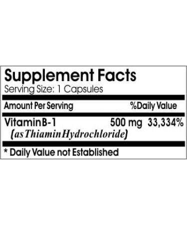 B-1 Vitamin 500mg | 200 Capsules | 100% Natural | EarthNaturalSupplements - Buy Online on GoSupps.com