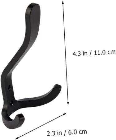 STOBAZA 2pcs Hook up Wall Hooks for Coats Hat Hooks Double Prong Hook Aluminum Hooks Child Clothing Cupboard 11X6X4CM Black - Buy Online on GoSupps.com
