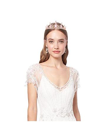 Vofler Rose Gold Tiara Crown with Pink Crystal - Vintage Rhinestone Headband for Women - Ideal for Bride, Prom, Wedding, Pageant - Rose Gold/Pink - Buy Online on GoSupps.com