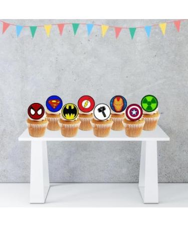 24 PRECUT Superhero Cupcake Toppers Mini Spiderman Cake Decorations Spiderman Cake Topper Edible Superhero Party Decorations Comic Book Edible Cake Topper Avengers Cupcake Toppers (Pack of 24) - Buy Online on GoSupps.com
