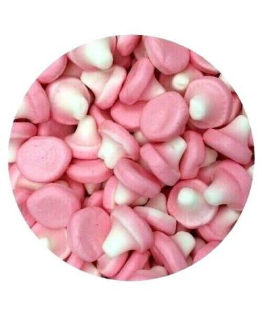 Foam Mushroom Sweets - 1KG Gift Pouch - Strawberry Flavour Pink and White Foam Mushroom Shapped Sweets