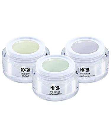 Studioline Gel Set - Adhesive Gel + Builder Gel Clear + Sealant Gel - Made in Germany (3 x 15ml)