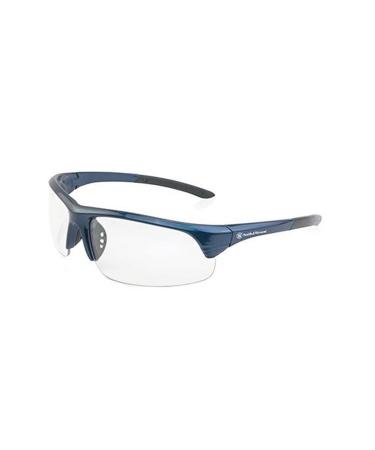 Smith & Wesson Corporal Half Frame Shooting Glasses with No-Slip Rubber,Impact Resistance & Storage Bag for Work,Everyday Use Blue With Clear