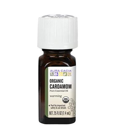 Aura Cacia Certified Organic Pure Cardamom Essential Oil | 0.25 fl. oz. | Elettaria cardamomum Elettaria cardamomum 0.25 Fl Oz