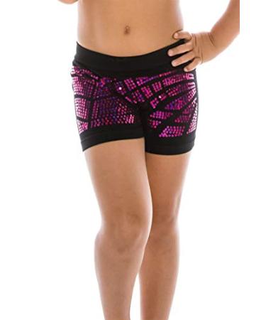 Kurve Kids Dance Shorts, UV Protective Fabric UPF 50+ (Made with Love in The USA) Fuschia-40 7-14 Years