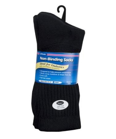J.T. Foote - Non Binding Diabetic Socks Crew Mens 3pk - Black Size 10-13