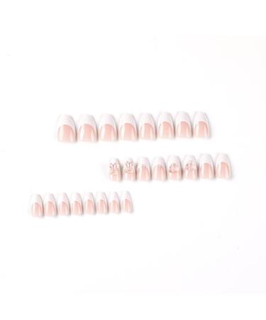 Justotry 24-Piece Oval Pearls & Milky French Press On Nails - Beautiful Almond Art Fake Nails for Women - Buy Online on GoSupps.com