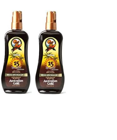 Australian Gold SPF 15 Sunscreen Spray Gel with Instant Bronzer 8 Ounce (2 Pack) 8 Fl Oz (Pack of 2)