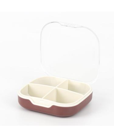 Portable Small Pill Box Travel Pill Box 4 Compartment Daily Pill Box for Medicines Drugs Vitamins and Fish Oil(Purple)