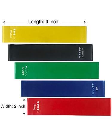 9 Inch Resistance Loops Set of 5 - Heavy Duty Exercise Bands with Carry Bag & Instruction Guide for Home Fitness - Buy Online on GoSupps.com