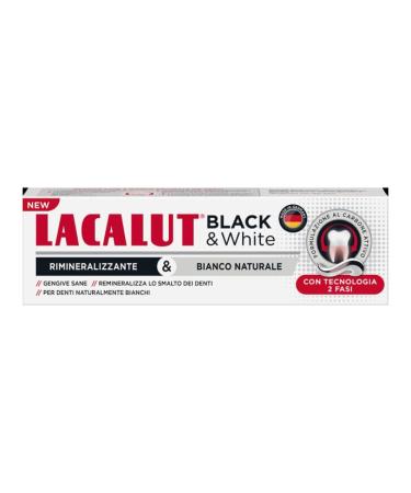 Lacalut LACALUT Black & White Whitening Toothpaste Professional Teeth Whitening Remineralizes Tooth Enamel Professional Whitening Toothpaste Activated Carbon. 75 ml