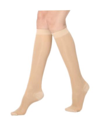 Sheer Compression Socks 15-20 mmHg Support Stockings Hose (Nude L/XL) Nude L/XL