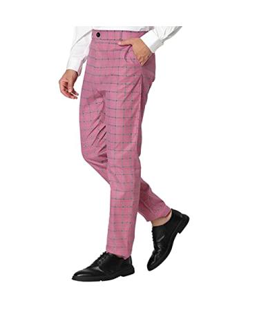 NREALY Pants Mens Long Casual Sport Pants Slim Fit Plaid Trousers Running Joggers Sweatpants 3X-Large T5-pink