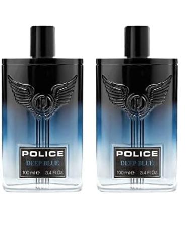 Police Deep Blue Fragrance For Men - Bold Refreshing Scent - Top Notes Of Bergamot And Black Pepper - Middle Notes Of Orange Blossom And Nutmeg - Base Notes Of Vanilla - 3.4 Oz EDT Spray 3.40 Fl Oz (Pack of 2)