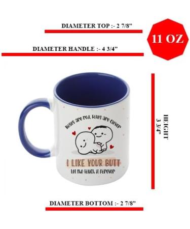 Anniversary Mug Roses are Red Foxes are Clever I Like Your Butt Valentine's Day Gift Inside Coloured Coffee Tea Mug. (Navy Blue) - Buy Online on GoSupps.com