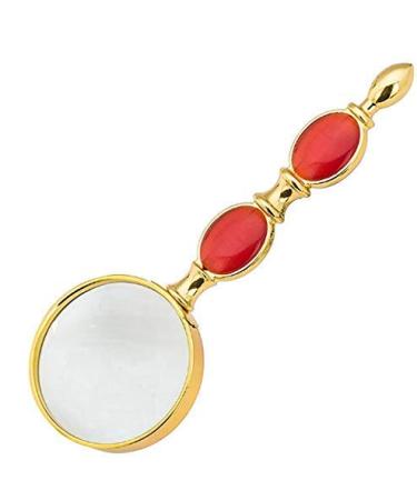 Glass with Light Handheld Glass Double Jade Handle Gold Full Metal Frame Enlargement Mirror 2X 4X 25x Lightweight Handheld Glass Good Times