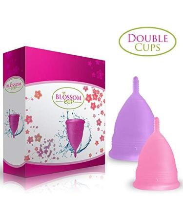 Blossom Menstrual Cup Set - Two Cups (Large Purple & Small Pink) | Eco-Friendly Comfortable Period Solution - Shop Now for International Shipping - Buy Online on GoSupps.com