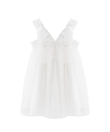 PythJooh Baby Girl Tulle Dress Toddler Girl Sleeveless Butterfly Wings Tutu Princess Dress Daisy Stars Sundresses for 0-4Years 2-3 Years Butterfly Wings White