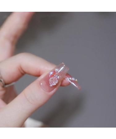 24Pcs/Set Press On Nails Long Iced Camellia Diamond False Nails Acrylic Fake Nails Full Cover Nails Tips Artificial Finger Manicure Press on nails for Women and Girls - Buy Online on GoSupps.com